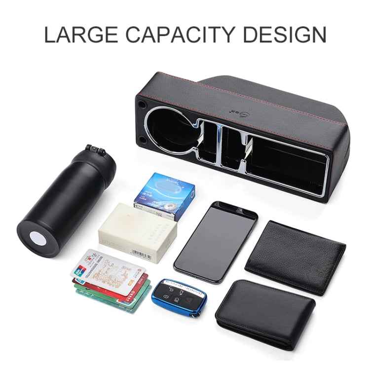 Car Multi-functional Console PU Leather Box Cup Holder Seat Gap Side Storage Box