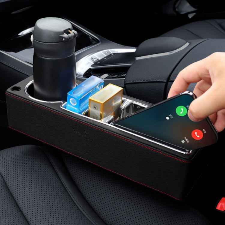 Car Multi-functional Console PU Leather Box Cup Holder Seat Gap Side Storage Box
