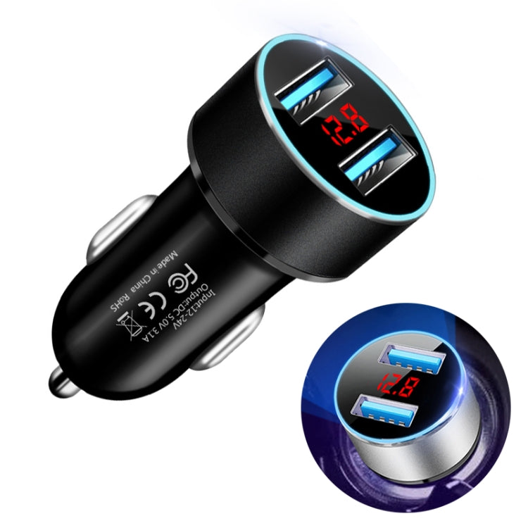 JMG-C016A 5V 3.1A Car Dual USB Charger with LED Display, JMG-C016A (Silver), JMG-C016A (Black), JMG-C016A (Gold), JMG-C016A (Blue), JMG-C016A (Red)