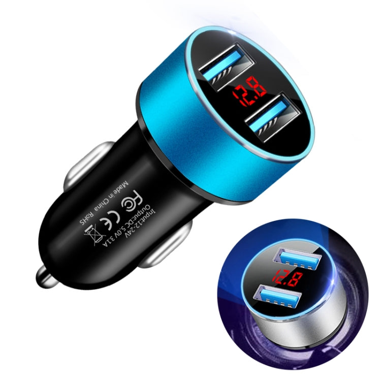 JMG-C016A 5V 3.1A Car Dual USB Charger with LED Display, JMG-C016A (Silver), JMG-C016A (Black), JMG-C016A (Gold), JMG-C016A (Blue), JMG-C016A (Red)