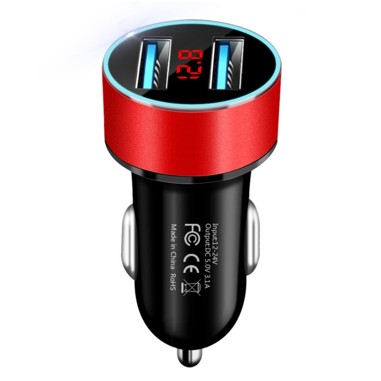JMG-C016A 5V 3.1A Car Dual USB Charger with LED Display