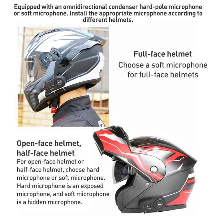 K10 Motorcycle Bluetooth Helmet Headset, Black Hard Pole Microphone