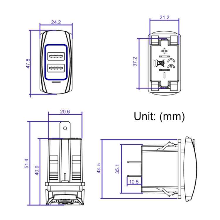 Car 4.8A Double-sided Mobile Phone Charger