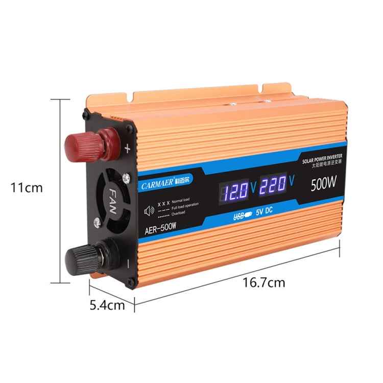 Carmaer 48V to 220V 500W Car Multi-function Double Digital Display Inverter Household Power Converter