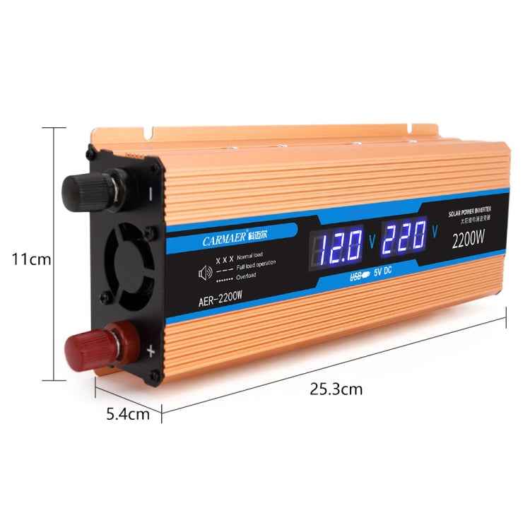 Carmaer 12V to 220V 2200W Car Multi-function Double Digital Display Inverter Household Power Converter