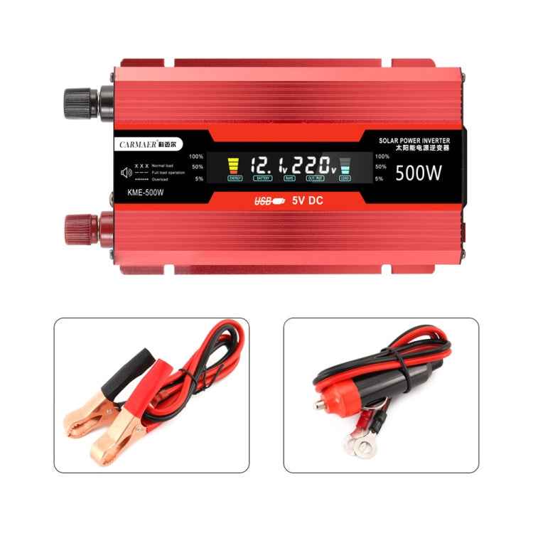 Carmaer Universal 24V to 220V 500W Car LCD Display Inverter Household Power Converter, Universal 24V to 220V 500W