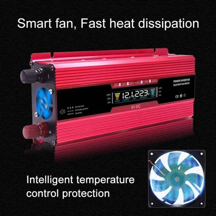 Carmaer Universal 12V to 220V 1200W Car LCD Display Inverter Household Power Converter