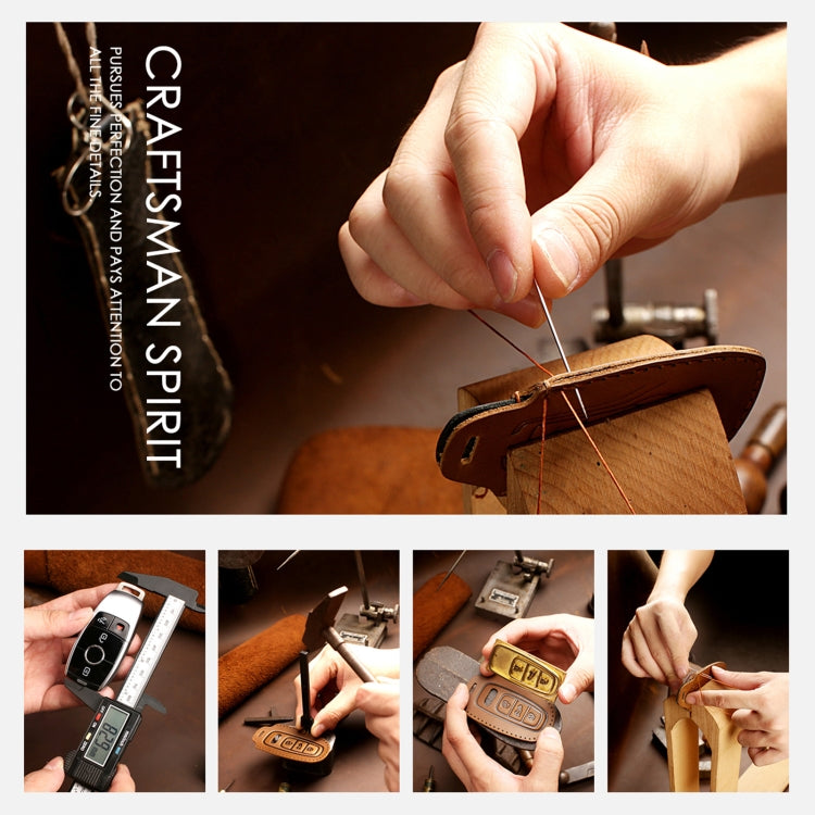 Hallmo Car Cowhide Leather Key Protective Cover Key Case for Hyundai 5-button, For Hyundai 5-button