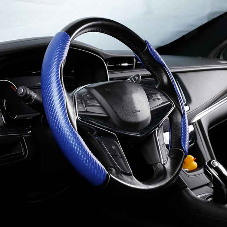 Car Universal Carbon Fiber Texture Leather Steering Wheel Cover