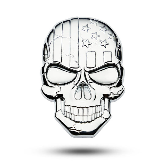 Three-dimensional Devil Skull Metal Plating Car Sticker, Silver, Black, Plating Bronze, Red