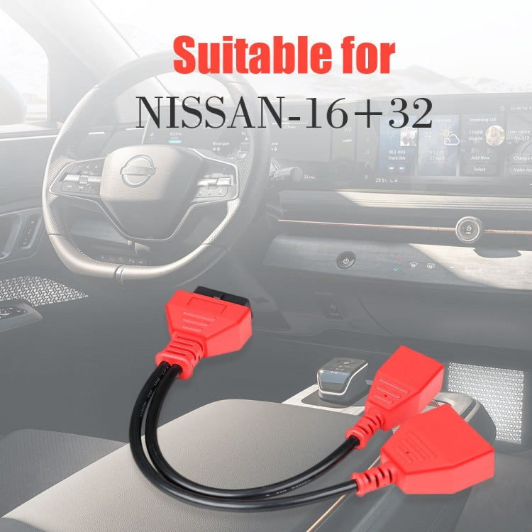 16 + 32 Pin External Thread to OBD2 Extension Cable for Nissan Sylphy