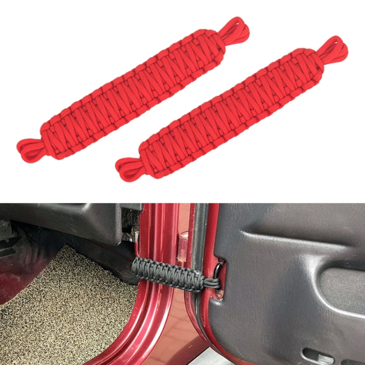 Pair Car Door Limit Braided Rope Strap for Jeep Wrangler, Short (Black), Short (Red)