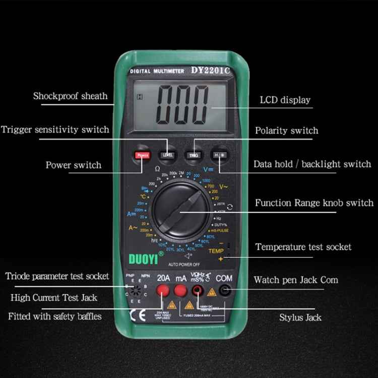 DUOYI DY2201C Car High-precision Digital Multi-function Maintenance Automatic Universal Meter, DY2201C