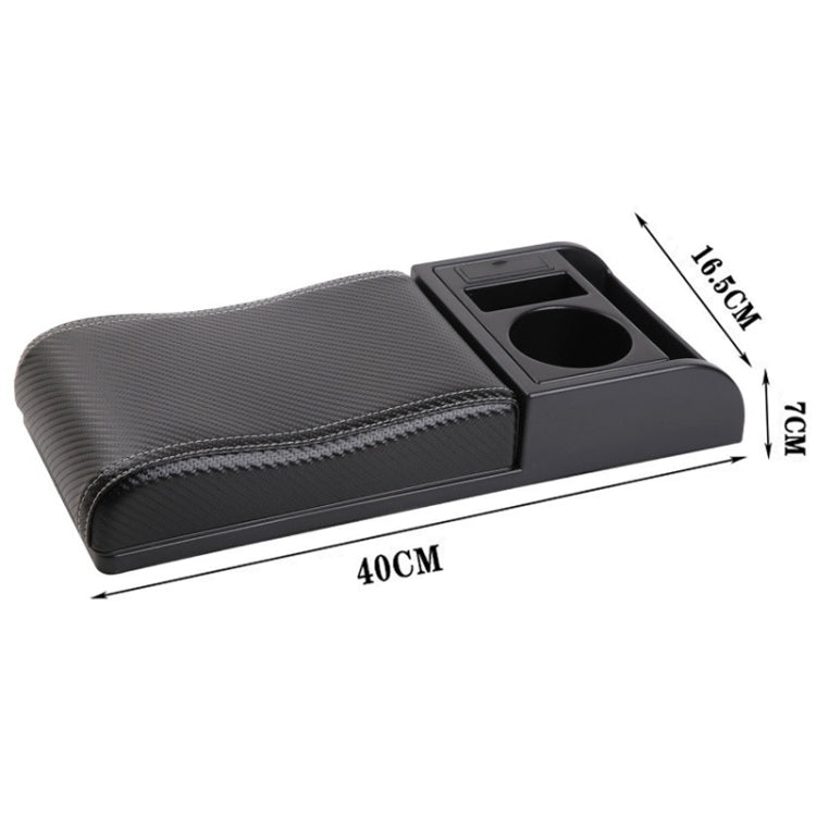 Car Multi-functional Dual USB Armrest Box Booster Pad, Carbon Fiber Leather Curved Type, Carbon Fiber Curved Type (Black White), Carbon Fiber Curved Type (Black), Carbon Fiber Curved Type (Black Red))