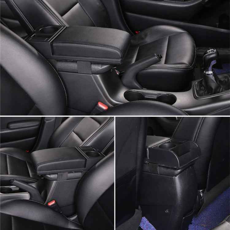 Car Multi-functional Dual USB Armrest Box Booster Pad, Carbon Fiber Leather Straight Type