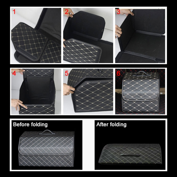 Car Trunk Foldable Storage Box, Checkered Middle Size: 40 x 32 x 30cm, Checkered 40 x 32 x 30cm (Beige), Checkered 40 x 32 x 30cm (Black Red)