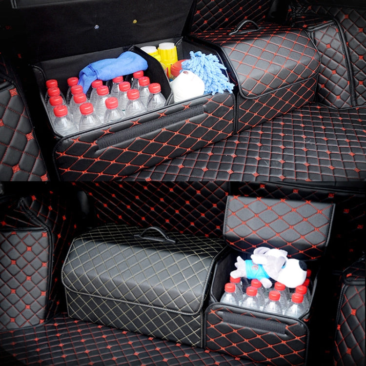 Car Trunk Foldable Storage Box, Checkered Middle Size: 40 x 32 x 30cm, Checkered 40 x 32 x 30cm (Beige), Checkered 40 x 32 x 30cm (Black Red)