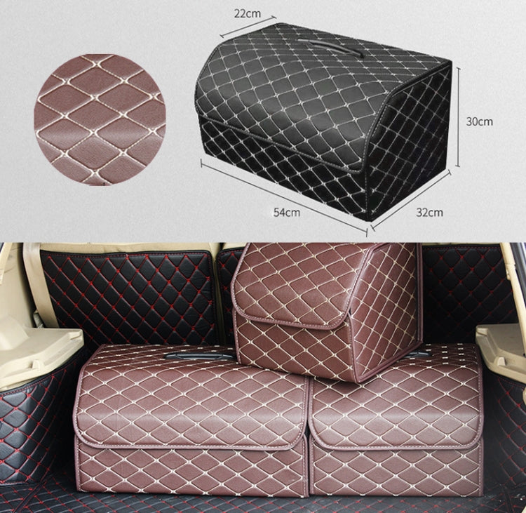 Car Trunk Foldable Storage Box, Rhombic Grid Large Size: 54 x 32 x 30cm, Rhombic 54 x 32 x 30cm (Coffee), Rhombic 54 x 32 x 30cm (Black Red), Rhombic 54 x 32 x 30cm (Black), Rhombic 54 x 32 x 30cm (Wine Red), Rhombic 54 x 32 x 30cm (Beige)