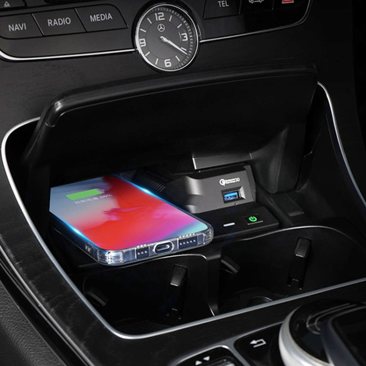 HFC-1021 Car Qi Standard Wireless Charger 10W Quick Charging for Mercedes-Benz C Class 2015-2021, Left and Right Driving