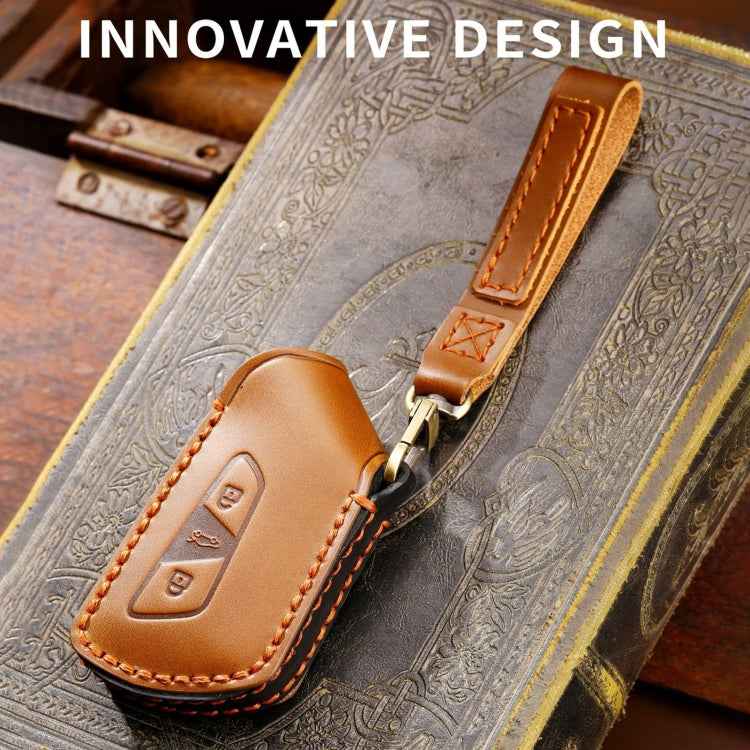 Hallmo Car Cowhide Leather Key Protective Cover for Volkswagen Golf 8