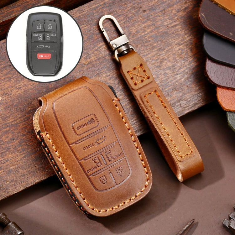 Hallmo Car Genuine Leather Key Protective Cover for Toyota Sienna 6-button, For Toyota Sienna 6-button (Blue), For Toyota Sienna 6-button (Brown), For Toyota Sienna 6-button (Black)