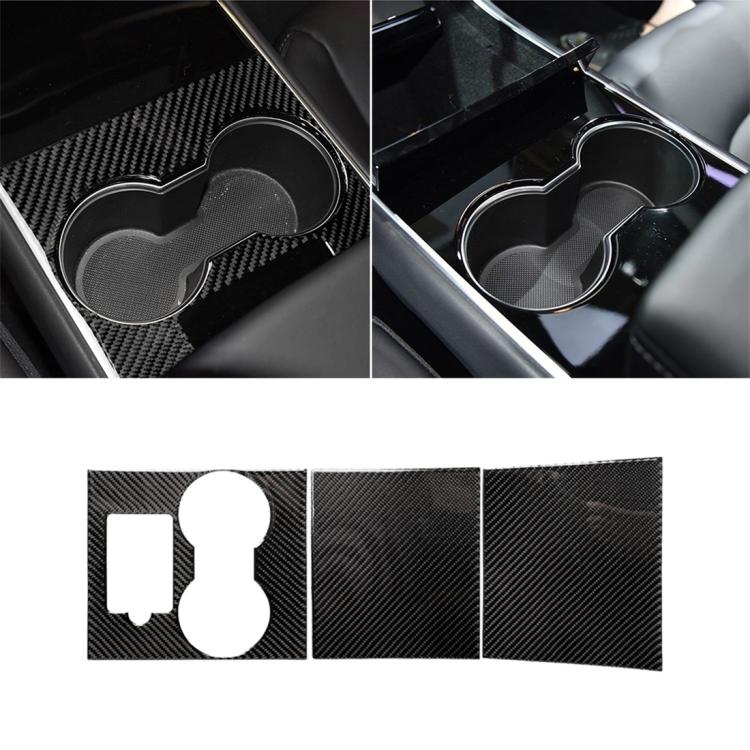 3 PCS Carbon Fiber Car Central Control Decorative Sticker for Tesla Model 3, Central Control
