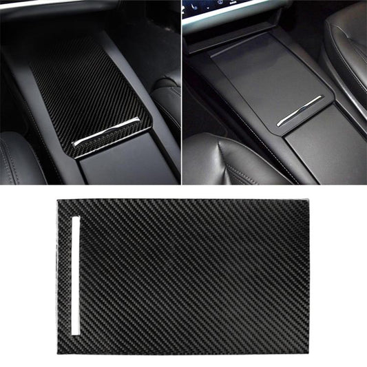 Carbon Fiber Car Storage Box Panel Decorative Sticker for Tesla Model X, Storage Box Panel