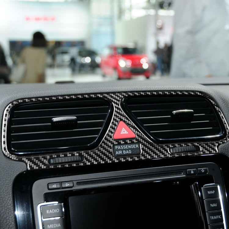 Carbon Fiber Car Central Control Air Outlet Frame Decorative Sticker for Volkswagen Scirocco 2009-2016,Left and Right Drive Universal
