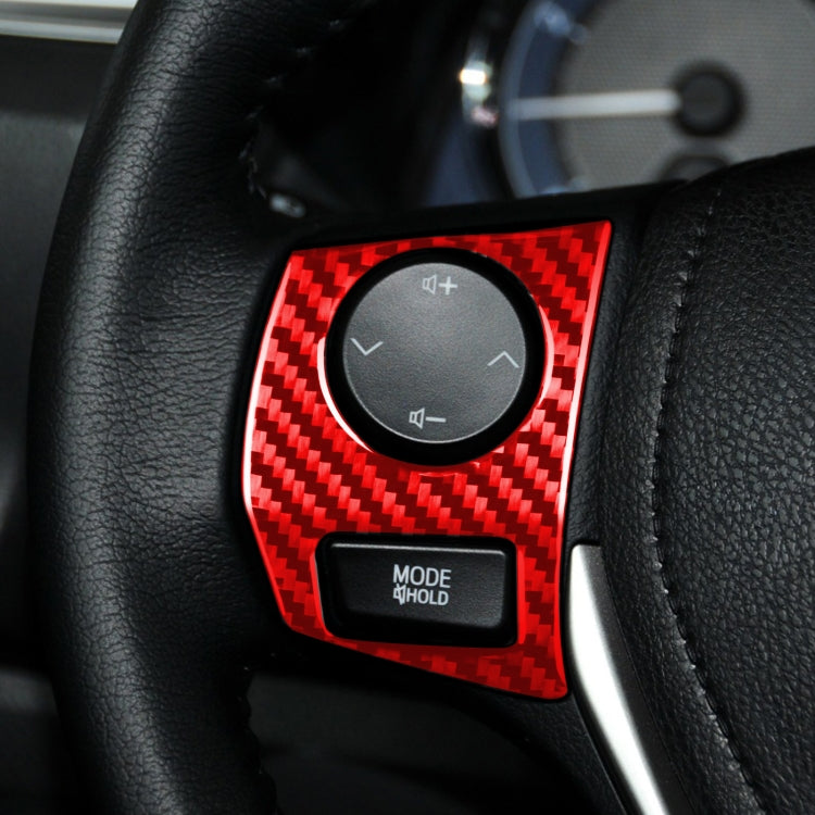 2 PCS / Set Carbon Fiber Car Steering Wheel Button Frame Decorative Sticker for Toyota Corolla 2014-2018,Left and Right Drive Universal, Steering Wheel Button Frame