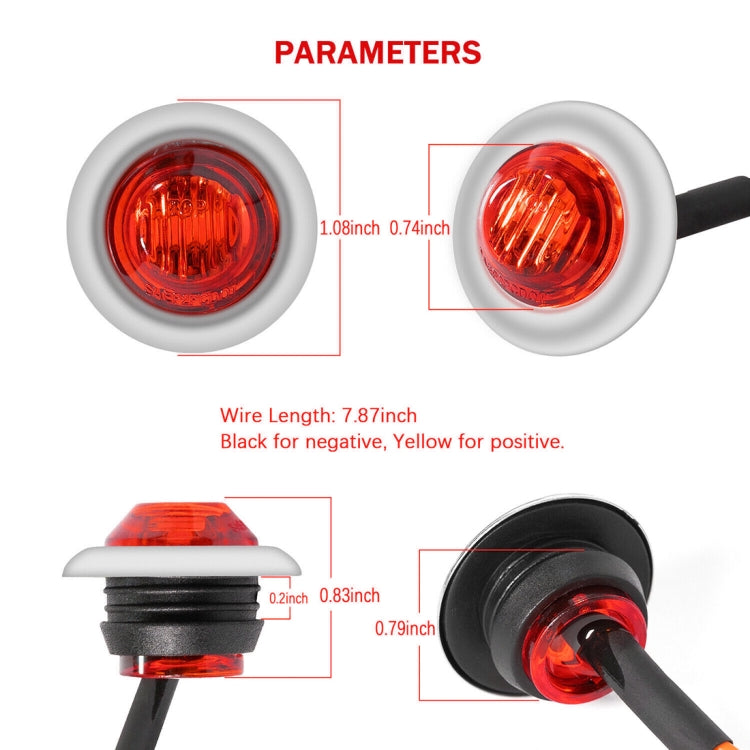 10 PCS MK-118 3/4 inch Metal Frame Car / Truck 3LEDs Side Marker Indicator Lights Bulb Lamp, MK-118(Red Light), MK-118(White Light), MK-118 (Yellow Light), MK-118(Blue Light), MK-118(Green Light)