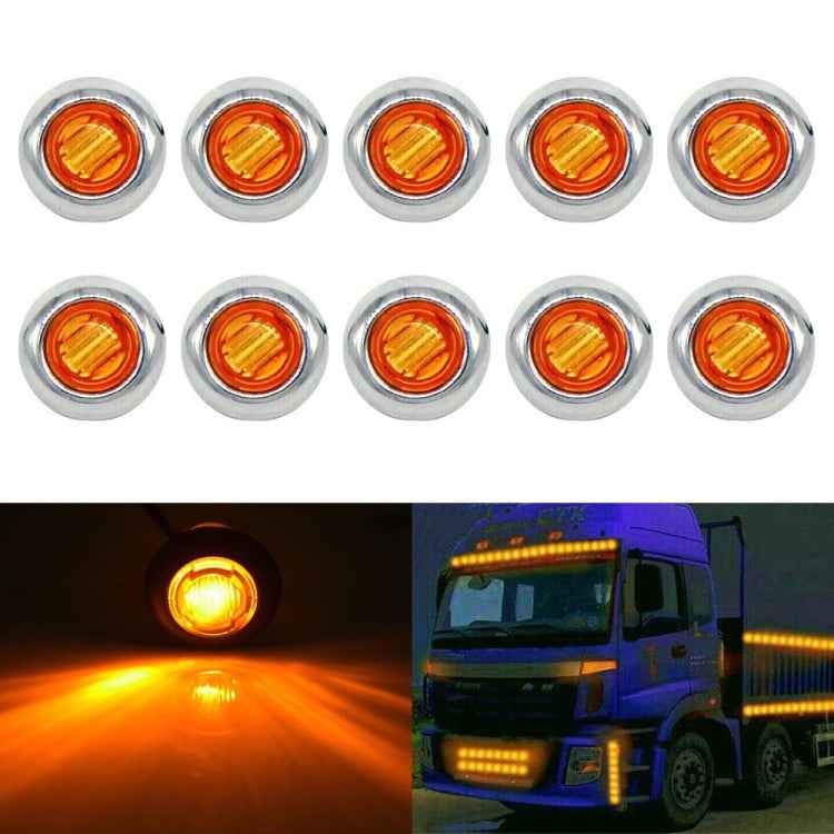 10 PCS MK-118 3/4 inch Metal Frame Car / Truck 3LEDs Side Marker Indicator Lights Bulb Lamp