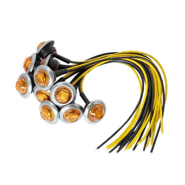10 PCS MK-118 3/4 inch Metal Frame Car / Truck 3LEDs Side Marker Indicator Lights Bulb Lamp