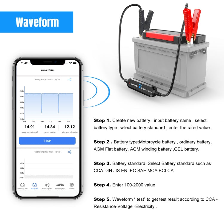 KONNWEI BK100 X431 BST360 Car Bluetooth Battery Tester