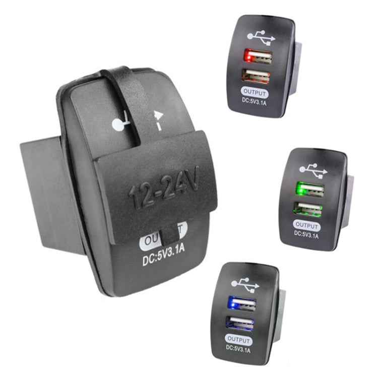 2 PCS Switch Type Dual USB 3.1A Car Charger 12-24V