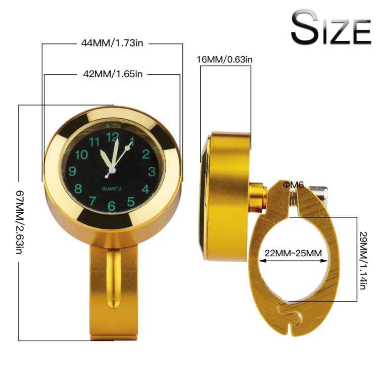 Motorcycle 22-25mm Handlebar Clock Quartz Watch with Lock