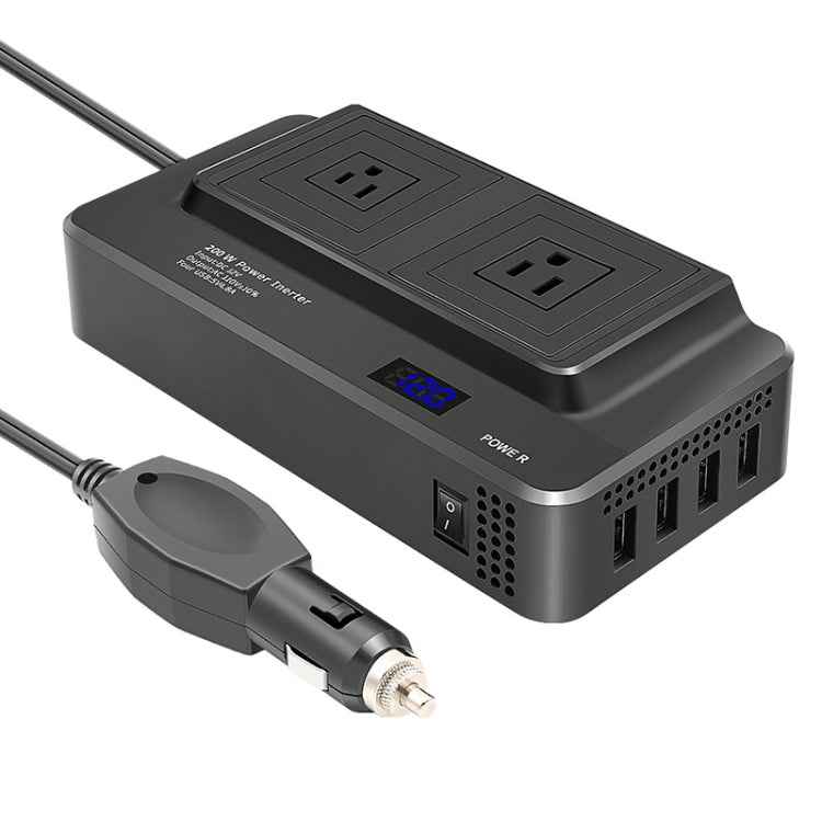 DC12V 200W AC110V Car Smart Multi-functional Digital Display Inverter, US Plug, US Plug