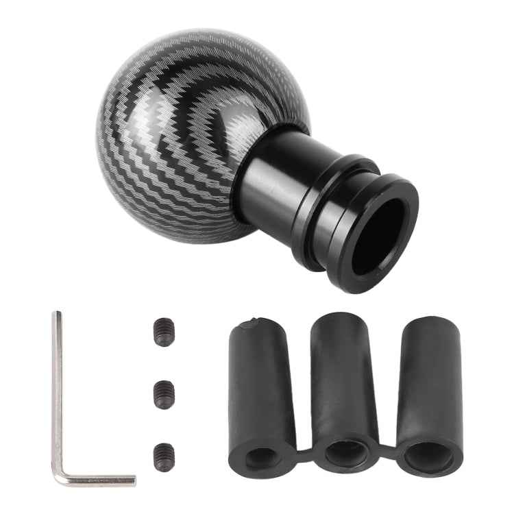 Universal Car Carbon Fiber Texture Metal Gear Shift Knob, Black, Red, Silver Black