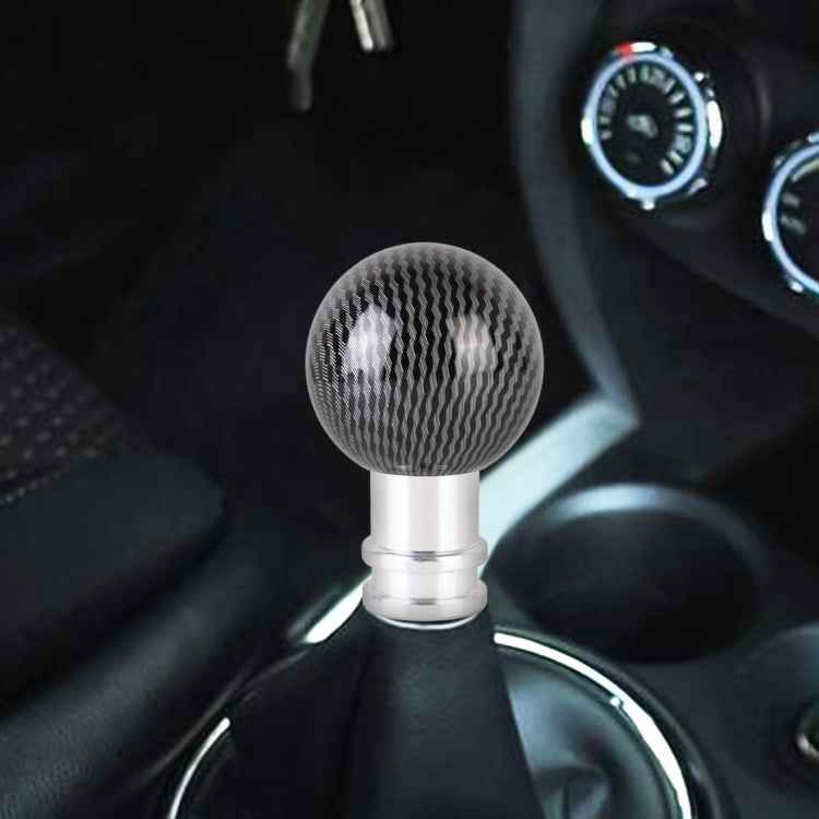 Universal Car Carbon Fiber Texture Metal Gear Shift Knob, Black, Red, Silver Black