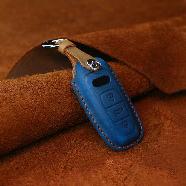 For Audi Series Car Cowhide Leather Key Protective Cover Key Case, C Version 2018 and Above