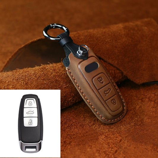 For Audi Series Car Cowhide Leather Key Protective Cover Key Case, C Version 2018 and Above, For Audi, C Version