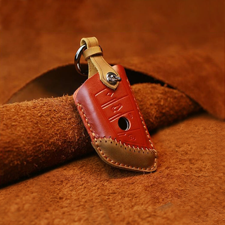 For BMW Blade Style Car Cowhide Leather Key Protective Cover Key Case, Three Keys Version, For BMW, Three Keys Version