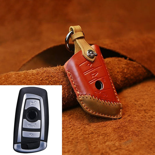 For BMW Blade Style Car Cowhide Leather Key Protective Cover Key Case, Three Keys Version, For BMW, Three Keys Version