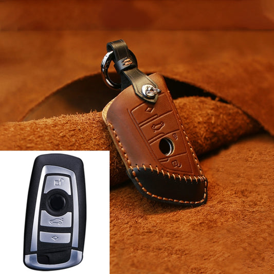For BMW Blade Style Car Cowhide Leather Key Protective Cover Key Case, Three Keys Version, For BMW, Three Keys Version