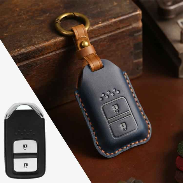 For Honda Car Cowhide Leather Key Protective Cover Key Case, Two Keys Version