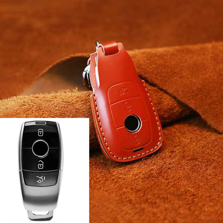 For Mercedes-Benz Colorful Edge Style Car Cowhide Leather Key Protective Cover Key Case