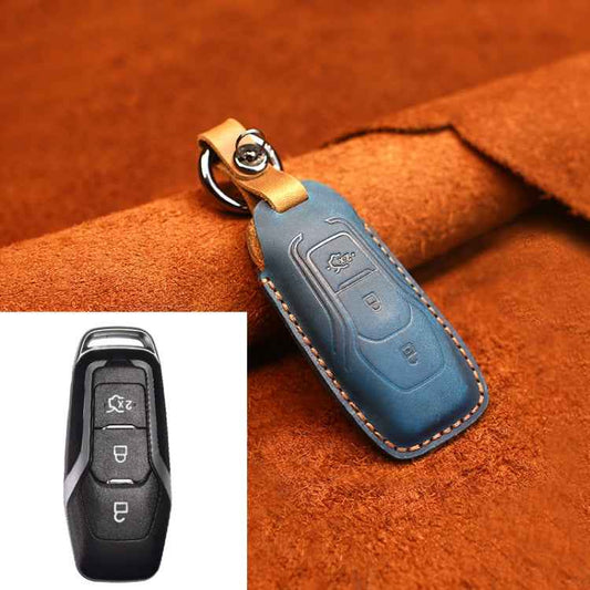 For Ford Old Style Car Cowhide Leather Key Protective Cover Key Case