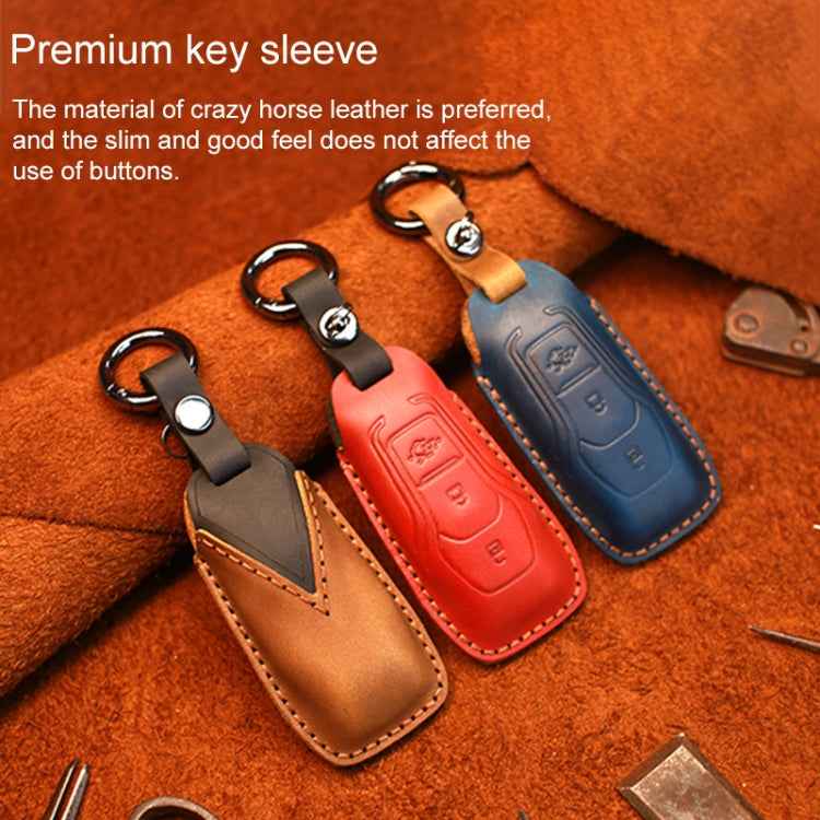 For Ford Old Style Car Cowhide Leather Key Protective Cover Key Case