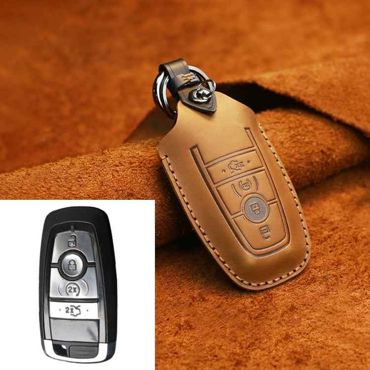 For Ford Car Cowhide Leather Key Protective Cover Key Case, Four Keys Version