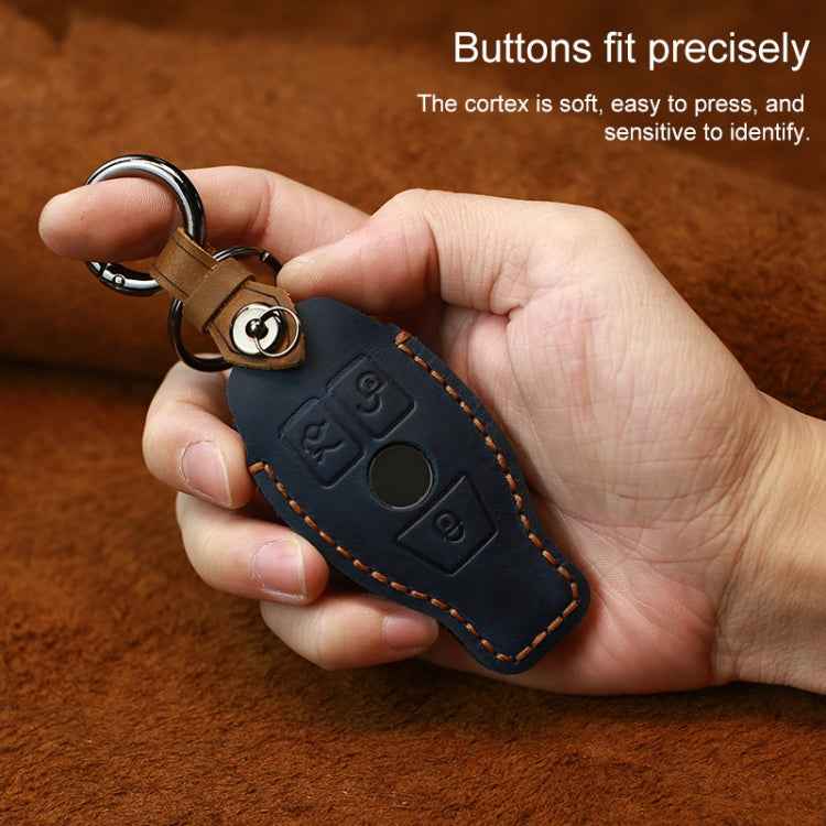For Mercedes-Benz Old Style Car Cowhide Leather Key Protective Cover Key Case