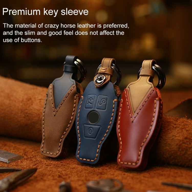 For Mercedes-Benz Old Style Car Cowhide Leather Key Protective Cover Key Case